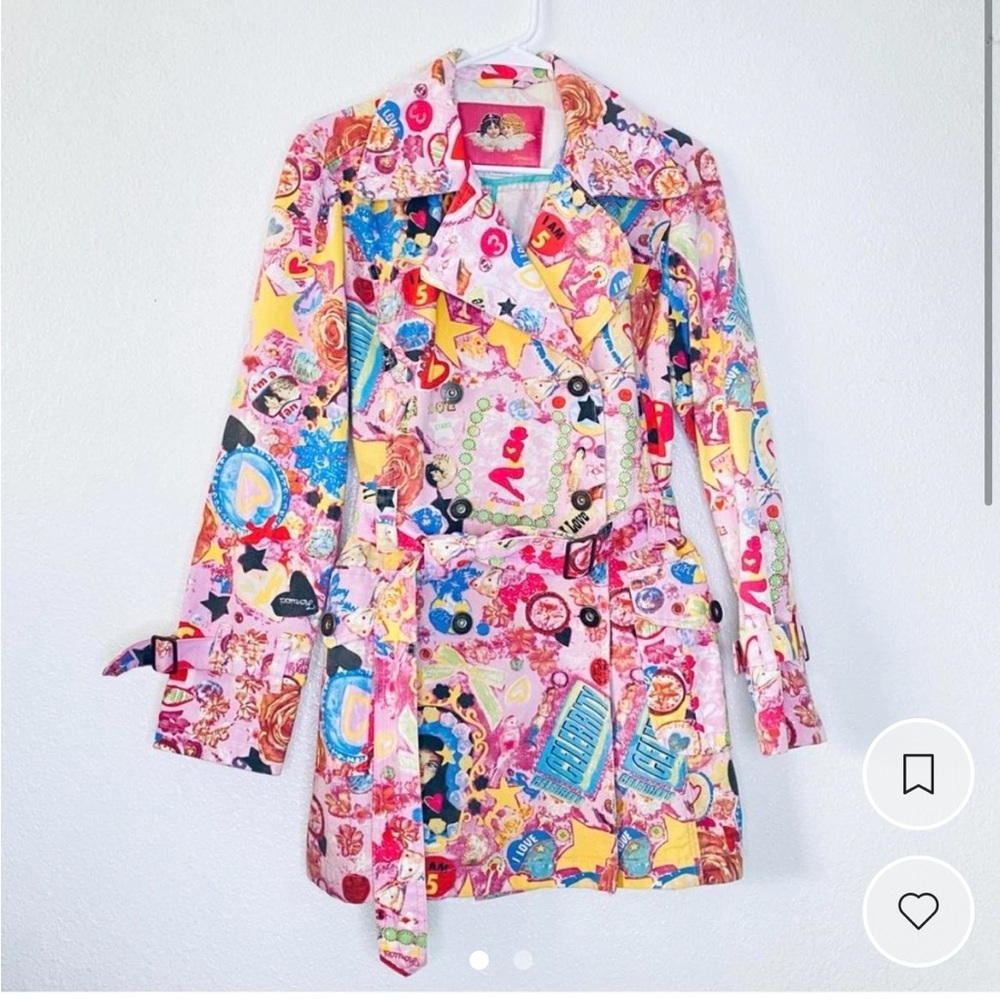 Fiorucci angels hearts pink trench jacket